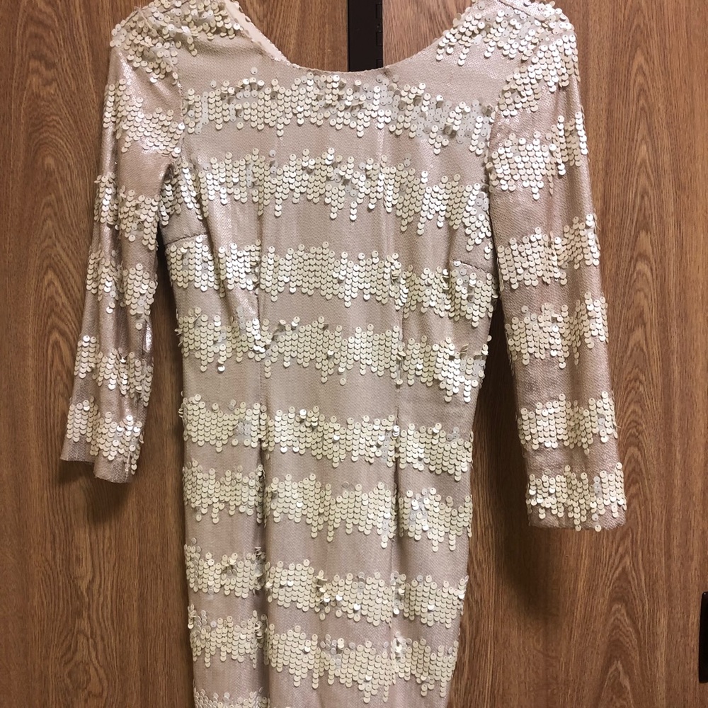 Cream LS sequin dress